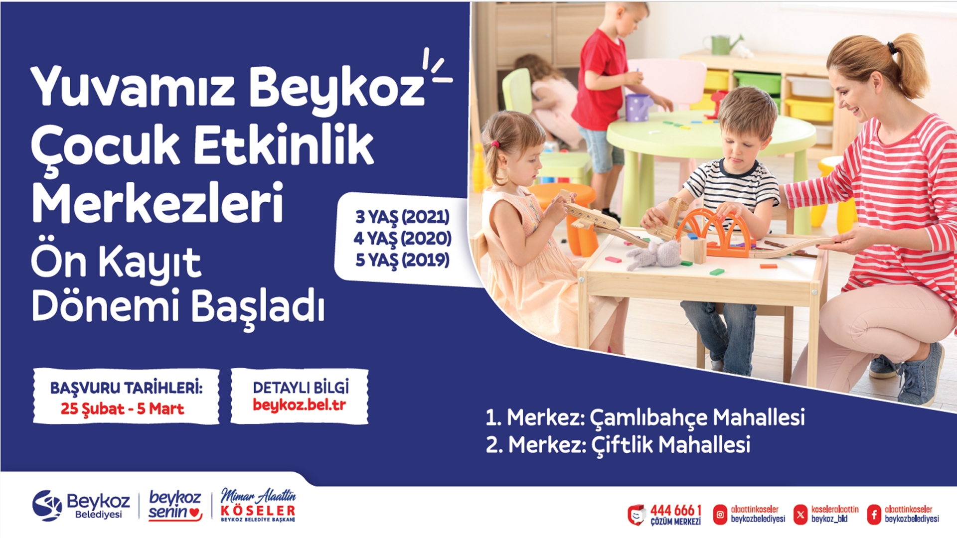 Yuvamız Beykoz Çocuk Etkinlik Merkezleri’nde Ön Kayıt Dönemi Başladı